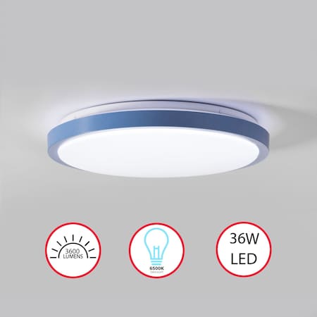 Quickway Imports 4-pc 16" LED Ceiling Light Fixture Flush Mount 36W 6500K Cool Daylight Energy, Blue QI004034.L.BL.4